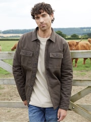 Threadbare Brown Check Lined Cotton Shacket - Image 5 of 5