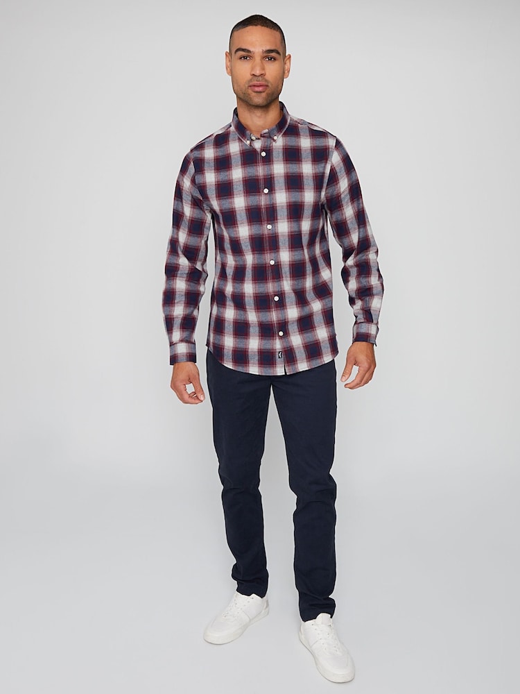 Threadbare Black/Red Flannel Long Sleeve Check 100% Cotton Shirts 2PK - Image 2 of 4