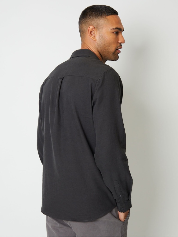 Threadbare Grey Brushed Long Sleeve Flannel 100% Cotton Shirt - Image 2 of 4