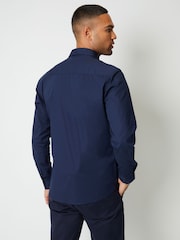 Threadbare Navy Cotton Long Sleeve Shirt With Stretch - Image 2 of 4