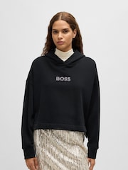 BOSS Black Crystal Logo Hoodie in 100% Cotton Terry - Image 1 of 4