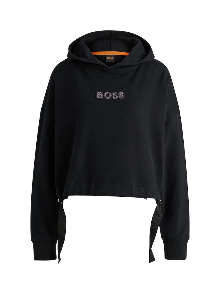 BOSS Black Crystal Logo Hoodie in 100% Cotton Terry - Image 4 of 4