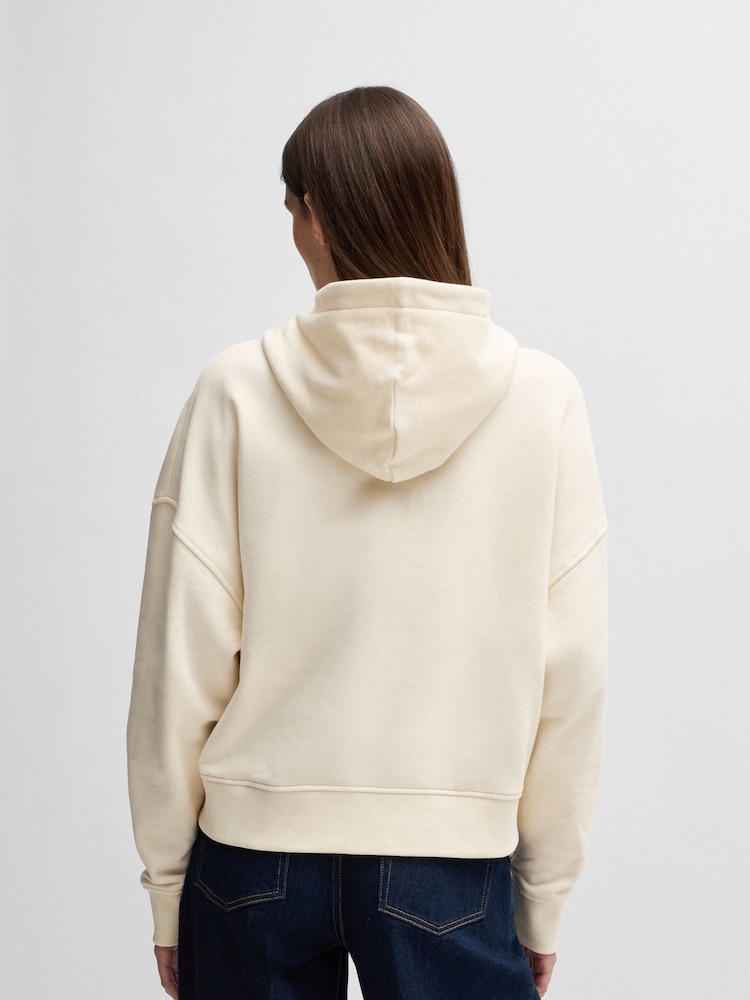 BOSS White 100% Cotton Crystal Logo Hoodie - Image 2 of 5