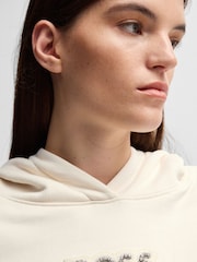 BOSS White 100% Cotton Crystal Logo Hoodie - Image 4 of 5