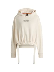 BOSS White 100% Cotton Crystal Logo Hoodie - Image 5 of 5