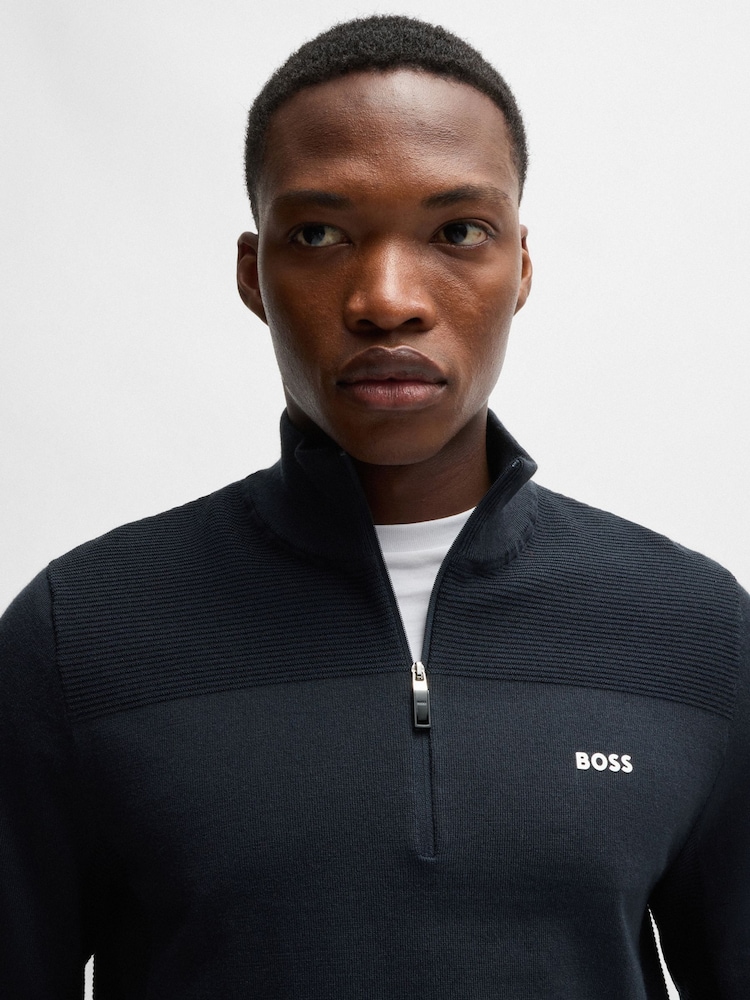 BOSS Blue Quarter Zip Dry-Flex Fabric Sweater - Image 2 of 5