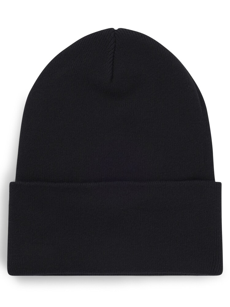 HUGO Black Logo Label Beanie Hat In 100% Cotton - Image 2 of 4