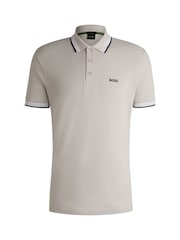 BOSS Grey Contrast Logo Paddy Polo Cotton Piqué Shirt - Image 5 of 5