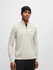 BOSS White Quarter Zip Dry-Flex Fabric Sweater - Image 1 of 5