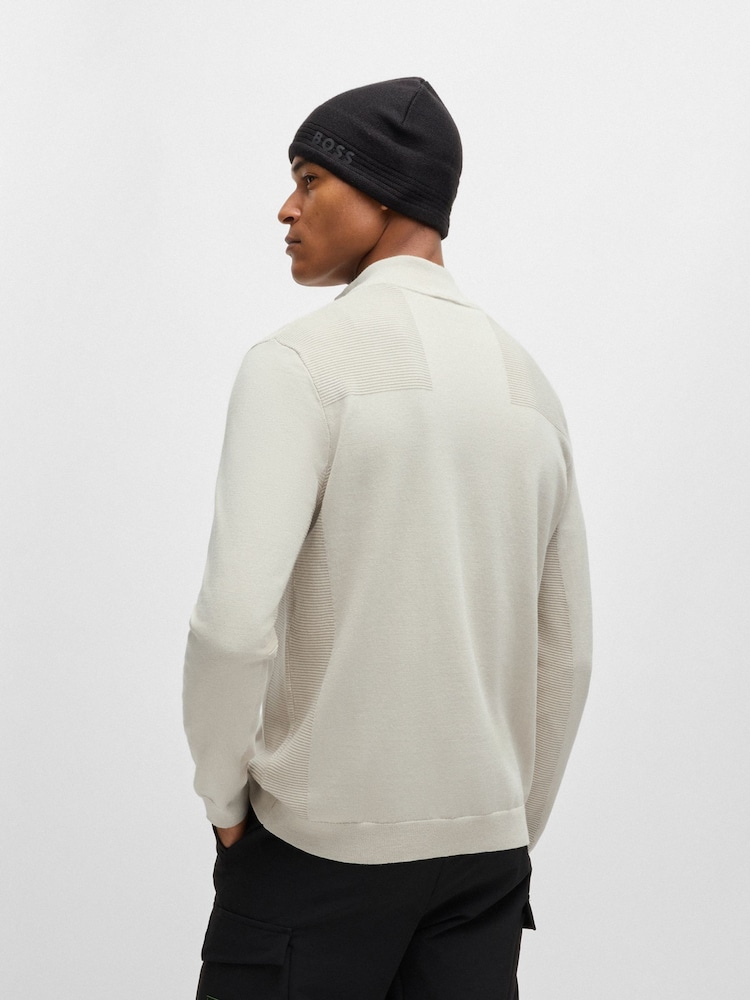 BOSS White Quarter Zip Dry-Flex Fabric Sweater - Image 2 of 5