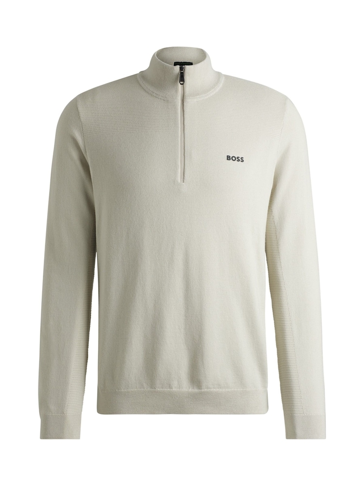 BOSS White Quarter Zip Dry-Flex Fabric Sweater - Image 5 of 5