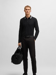 BOSS Black 100% Cotton Piqué Contrast Logo Long Sleeve Polo Shirt - Image 2 of 5