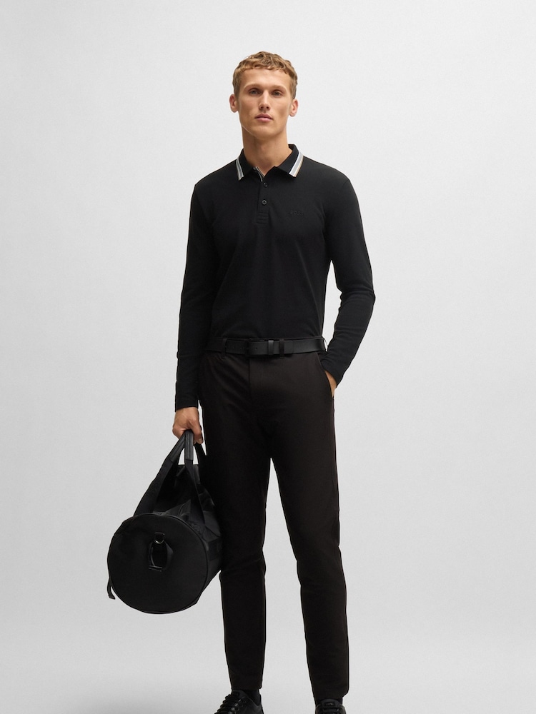 BOSS Black 100% Cotton Piqué Contrast Logo Long Sleeve Polo Shirt - Image 2 of 5