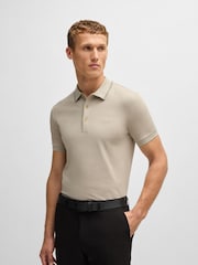 BOSS Natural Slim Fit 100% Cotton Tonal Logo Polo Shirt - Image 1 of 5