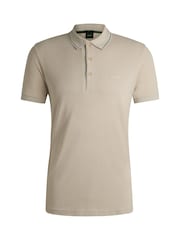 BOSS Natural Slim Fit 100% Cotton Tonal Logo Polo Shirt - Image 5 of 5