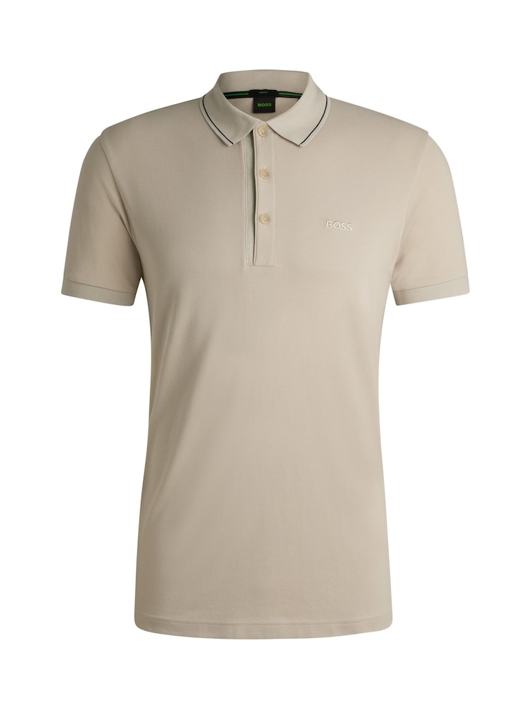 BOSS Natural Slim Fit 100% Cotton Tonal Logo Polo Shirt - Image 5 of 5
