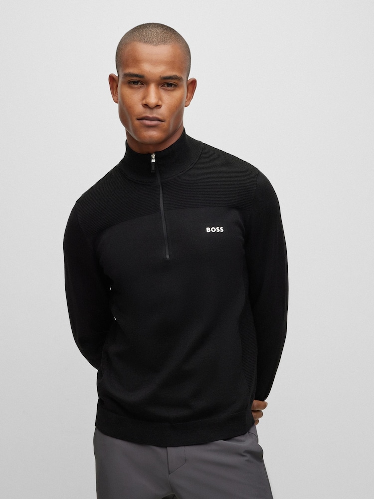 BOSS Black Branded Quarter Zip Dry-Flex Fabric Sweater - Image 1 of 5
