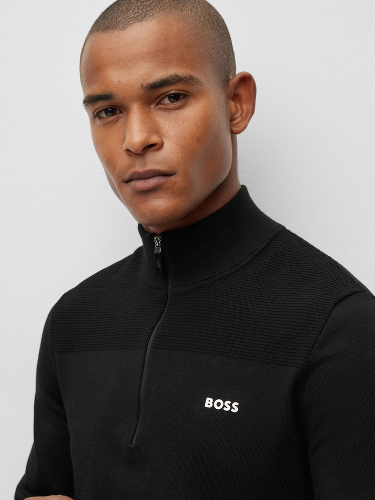 BOSS Black Branded Quarter Zip Dry-Flex Fabric Sweater - Image 3 of 5