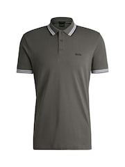 BOSS Grey 100% Cotton Piqué Contrast Logo Paddy Polo Shirt - Image 5 of 5