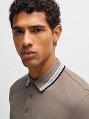 BOSS Green Contrast Logo Piqué 100% Cotton Polo Shirt - Image 4 of 5