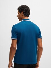 أزرق أزرق على أخضر - BOSS Regular Fit Paddy Tipped Collar 100% Cotton Polo Shirt - صورة 2 من 5