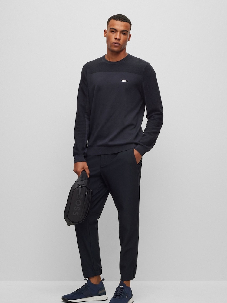 BOSS Blue Branded Crew Neck Dry-Flex Fabric Sweater - Image 1 of 5