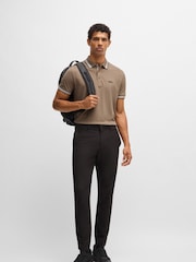 BOSS Brown 100% Cotton Piqué Contrast Logo Paddy Polo Shirt - Image 2 of 5