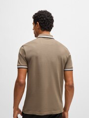 BOSS Brown 100% Cotton Piqué Contrast Logo Paddy Polo Shirt - Image 3 of 5