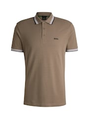 BOSS Brown 100% Cotton Piqué Contrast Logo Paddy Polo Shirt - Image 5 of 5