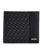 BOSS Black Monogram Panel Wallet With Silver Foil Logo - Image 1 of 4