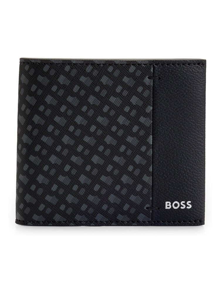 BOSS Black Monogram Panel Wallet With Silver Foil Logo - Image 1 of 4