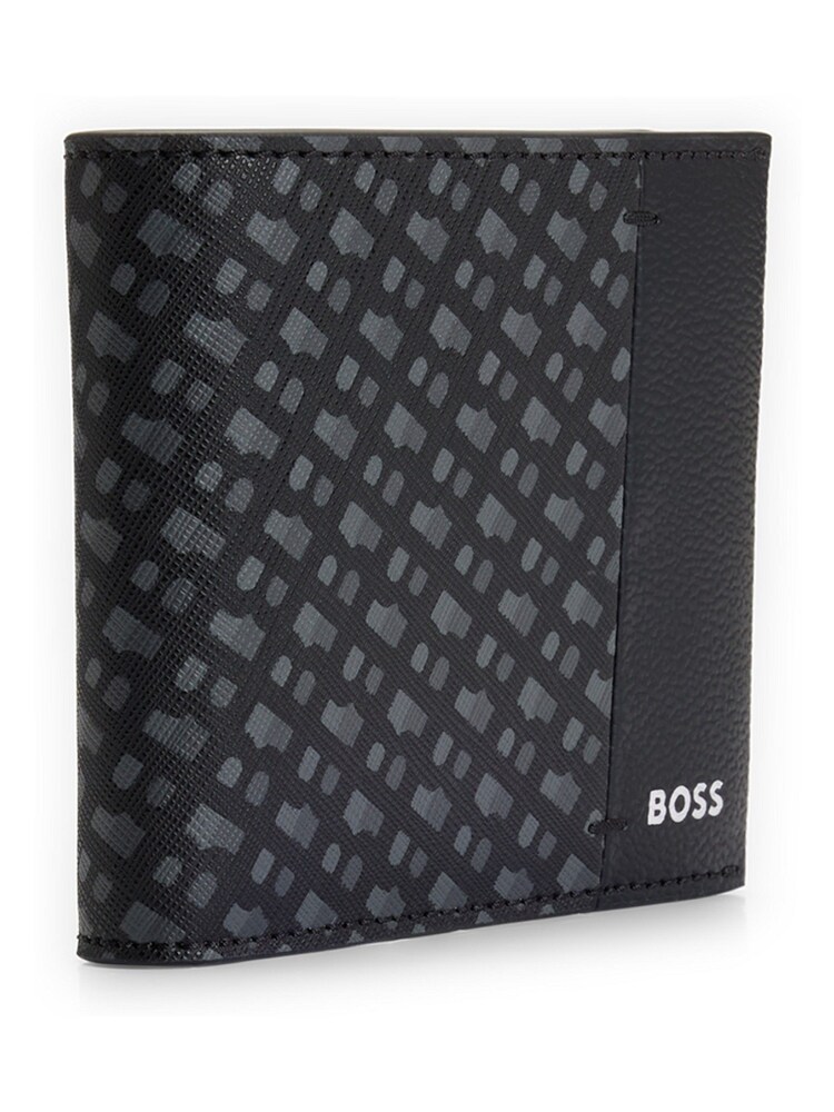 BOSS Black Monogram Panel Wallet With Silver Foil Logo - Image 2 of 4