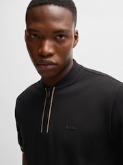 BOSS Black Quarter Zip Stretch Cotton Piqué Polo Shirt - Image 4 of 5
