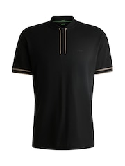 BOSS Black Quarter Zip Stretch Cotton Piqué Polo Shirt - Image 5 of 5