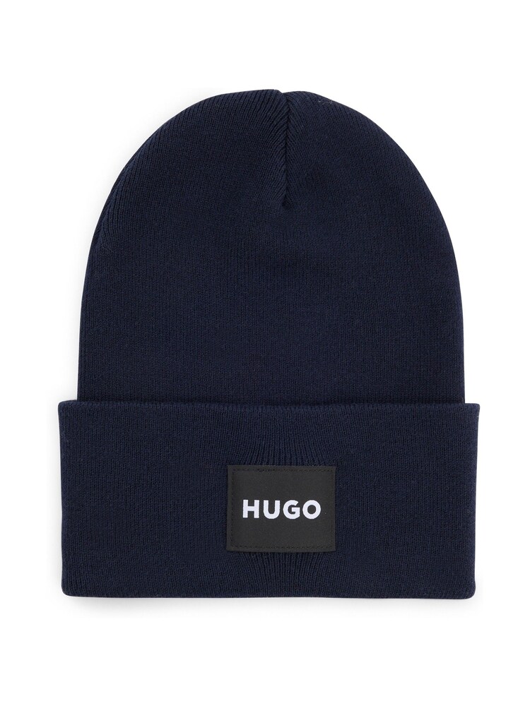 HUGO Blue Logo Label Beanie Hat In 100% Cotton - Image 1 of 4