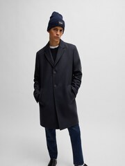 HUGO Blue Logo Label Beanie Hat In 100% Cotton - Image 4 of 4