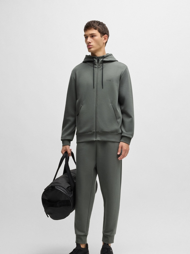 BOSS Grey Logo Patch Terry Hoodie - Image 2 of 5 BOSS Grey Logo Patch Terry Hoodie - Image 2 of 5