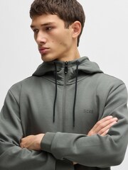 BOSS Grey Logo Patch Terry Hoodie - Image 4 of 5
