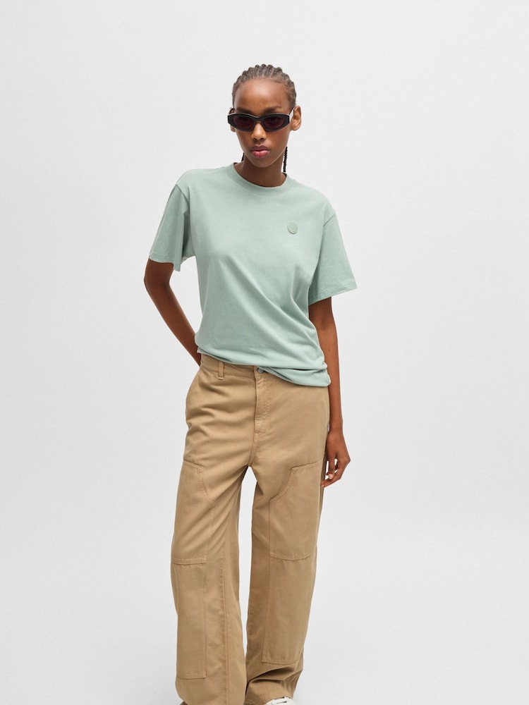 HUGO Natural Straight Leg 100% Cotton Cargo Trousers - Image 2 of 5