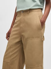HUGO Natural Straight Leg 100% Cotton Cargo Trousers - Image 3 of 5