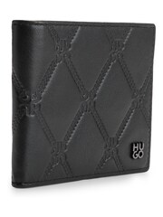 HUGO Black Leather Wallet With Logos And Chain Pattern - Image 2 of 4