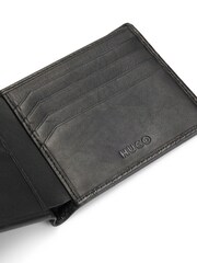 HUGO Black Leather Wallet With Logos And Chain Pattern - Image 4 of 4