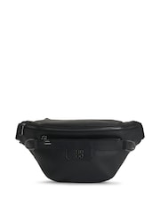 HUGO Black Stacked Logo Belt Bag in Faux Leather - Image 1 of 5
