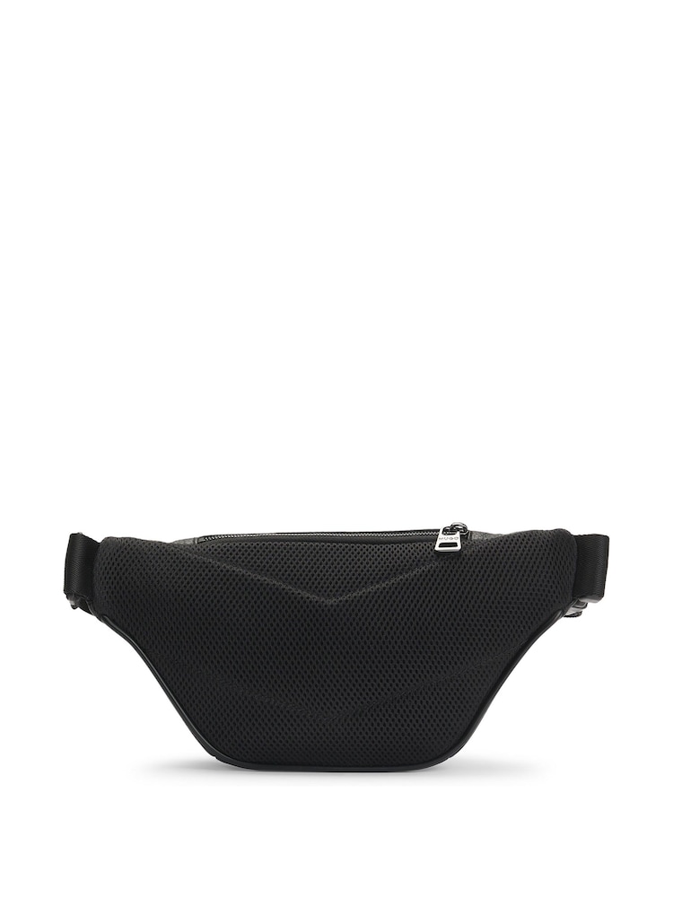 HUGO Black Stacked Logo Belt Bag in Faux Leather - Image 2 of 5