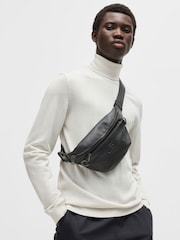 HUGO Black Stacked Logo Belt Bag in Faux Leather - Image 5 of 5