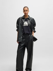 BOSS Black Snap Button Jacket In Faux Leather - Image 1 of 6