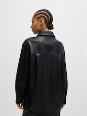 BOSS Black Snap Button Jacket In Faux Leather - Image 3 of 6