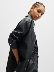 BOSS Black Snap Button Jacket In Faux Leather - Image 4 of 6