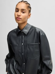 BOSS Black Snap Button Jacket In Faux Leather - Image 5 of 6