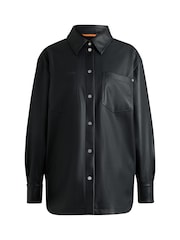 BOSS Black Snap Button Jacket In Faux Leather - Image 6 of 6